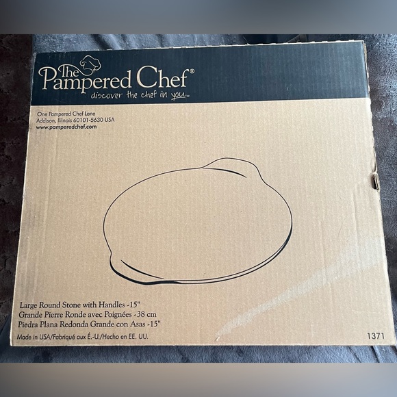 Kitchen Vintage Pampered Chef Large Round Stone With Handles Poshmark